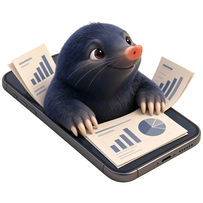 Digsy climbing out of a phone
